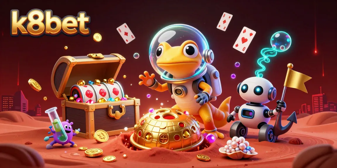 Join the Martian gecko on a thrilling adventure at the k8bet casino, discovering treasures!