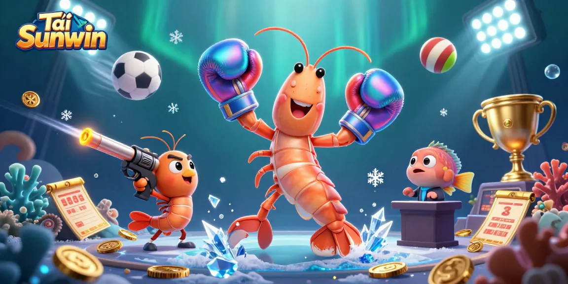 Tải Sunwin as users enjoy dynamic sports betting under northern lights, featuring vibrant characters and elements.
