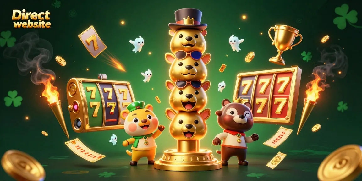 Experience winning at the Direct website with vibrant slot reels and gold coins in a dynamic casino scene.