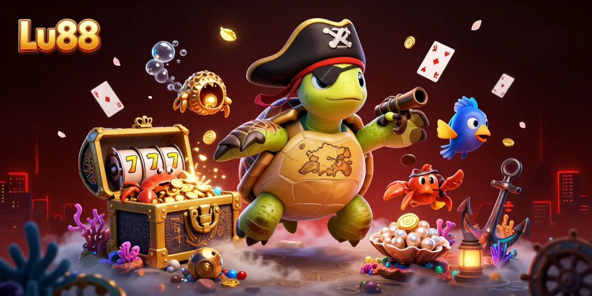 Experience Lu88 with vibrant 3D scenes of slots, treasure, and animated casino adventure elements.