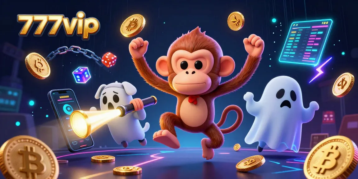 Engage in the vibrant world of 777vip as a ghost-hunter puppy tracks a playful poltergeist monkey in a thrilling casino.