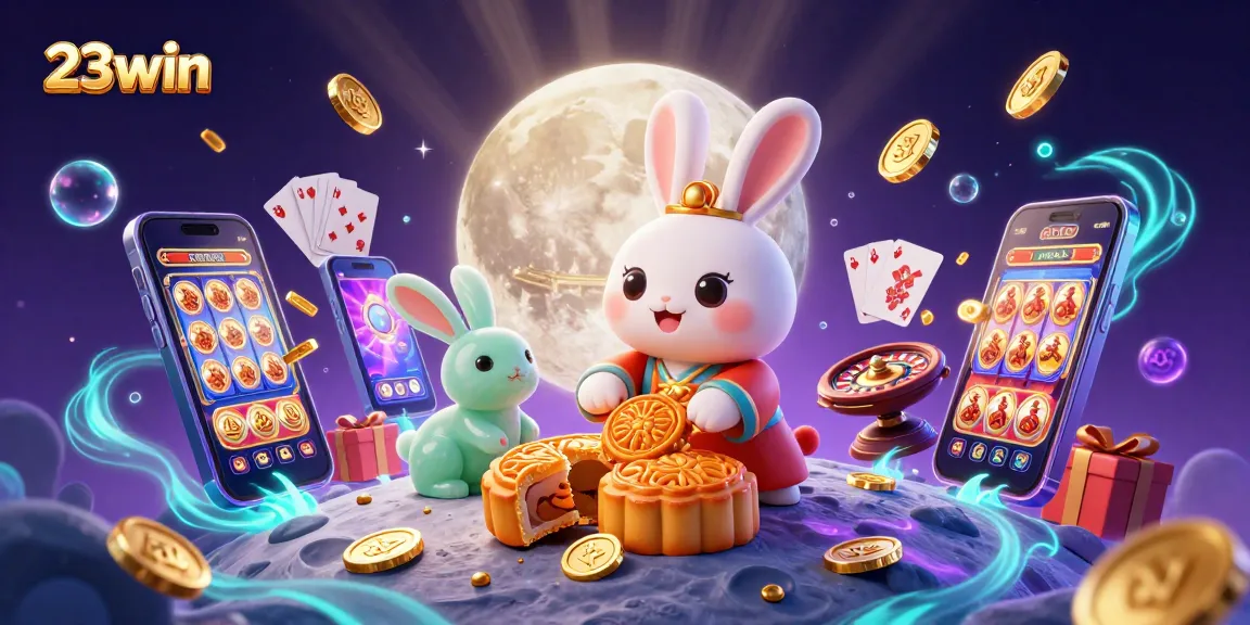 Experience thrilling slots and poker with 23win's vibrant 3D casino illustration.