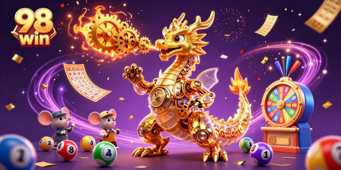 Experience excitement at 98 win with colorful lottery balls and immersive 3D illustrations.