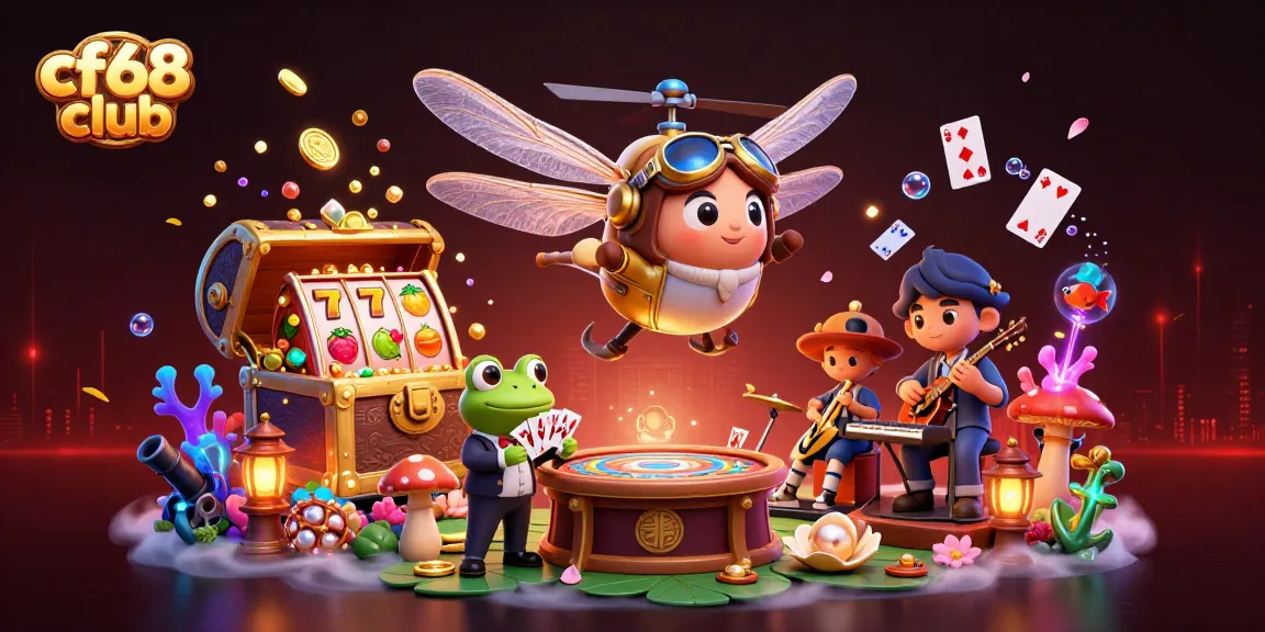 Experience the excitement of cf68 club as gameplay unfolds in a vibrant casino scene featuring unique characters.