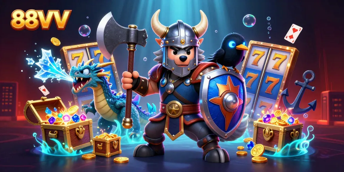Engage with thrilling adventures at 88VV casino featuring vibrant animated characters and gaming elements.