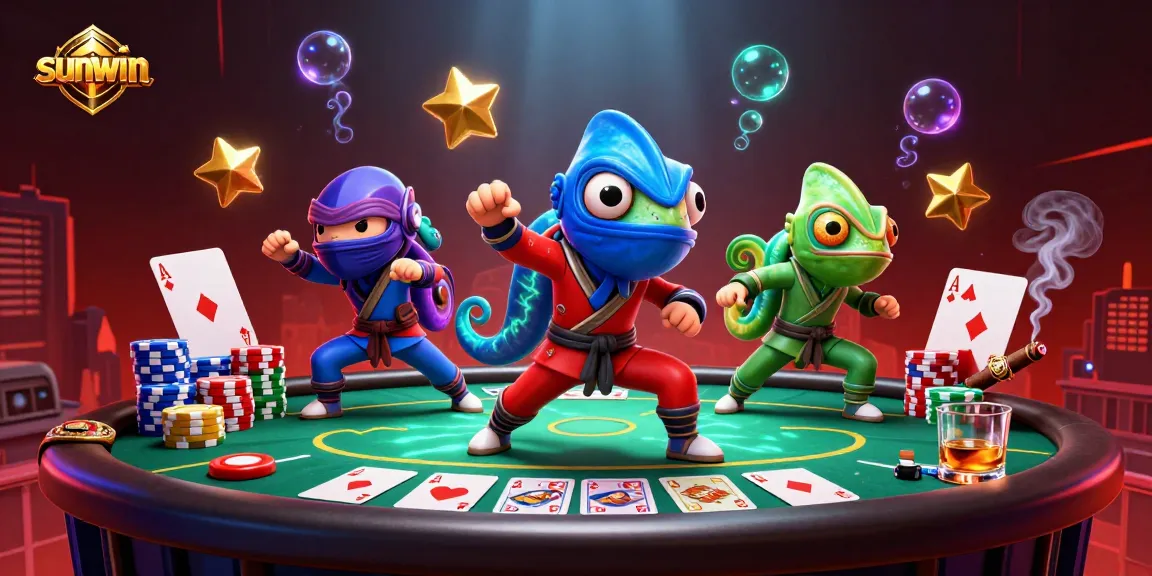 Engage with sunwin's thrilling poker action featuring a dynamic ninja chameleon team.