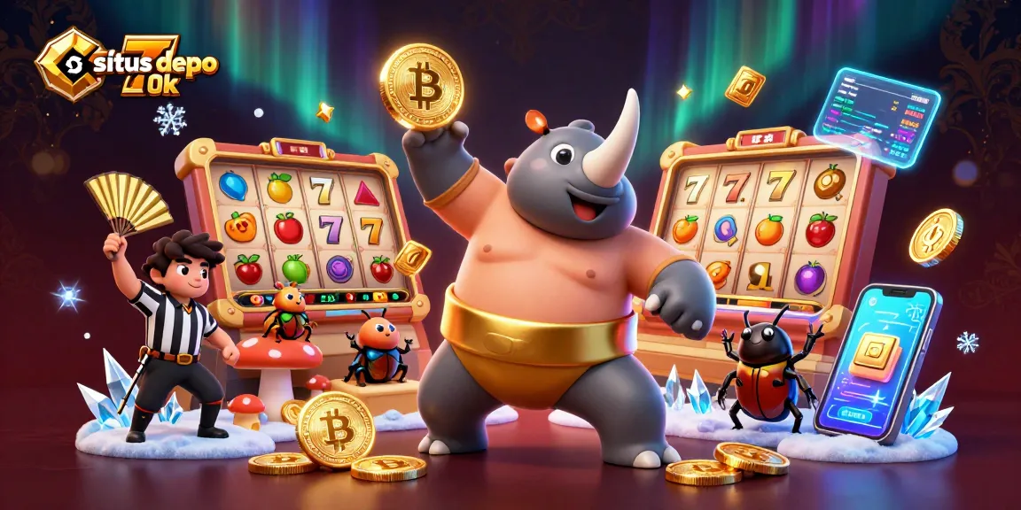 Experience the thrill of winning at situs depo 10k with dynamic slot action and vibrant game elements in this exciting illustration.
