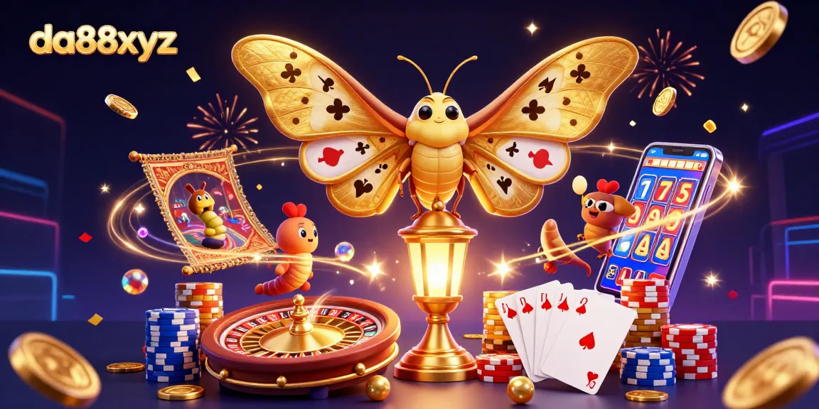 Experience the thrill of da88xyz as golden coins cascade with vibrant casino visuals.